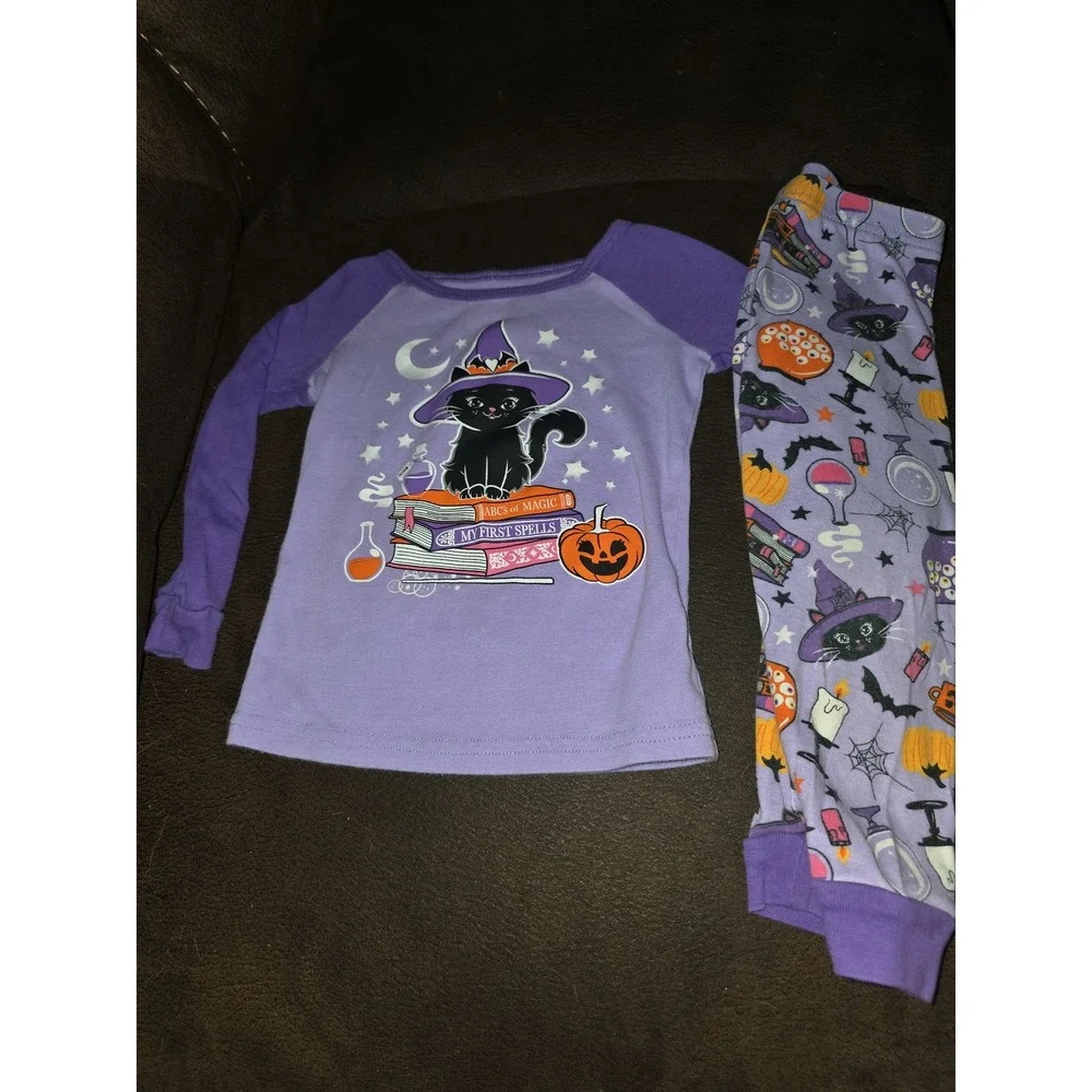 Pj place children's place fall autumn Halloween cat witch pajamas 18 24 months